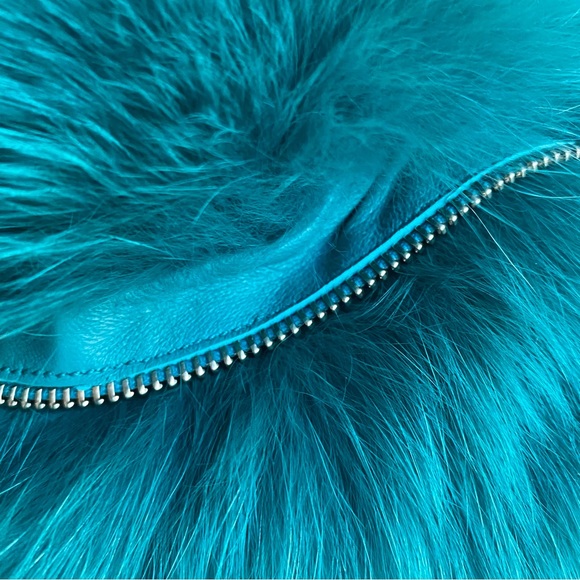 90s VTG ROBERTO CAVALLI Dyed Arctic Fox Fur w/Leather Zipper Detail RUNWAY - Picture 10 of 13